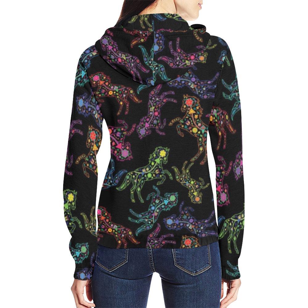 Floral Horse All Over Print Full Zip Hoodie for Women (Model H14) All Over Print Full Zip Hoodie for Women (H14) e-joyer