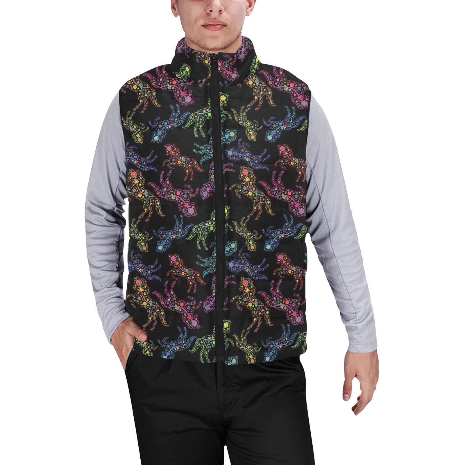 Floral Horse Men's Padded Vest Jacket (Model H44) Men's Padded Vest Jacket (H44) e-joyer