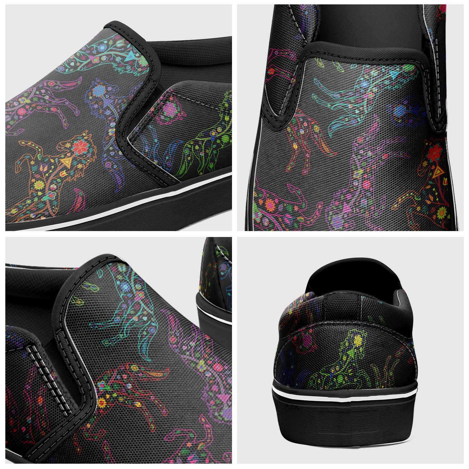 Floral Horse Otoyimm Canvas Slip On Shoes otoyimm Herman