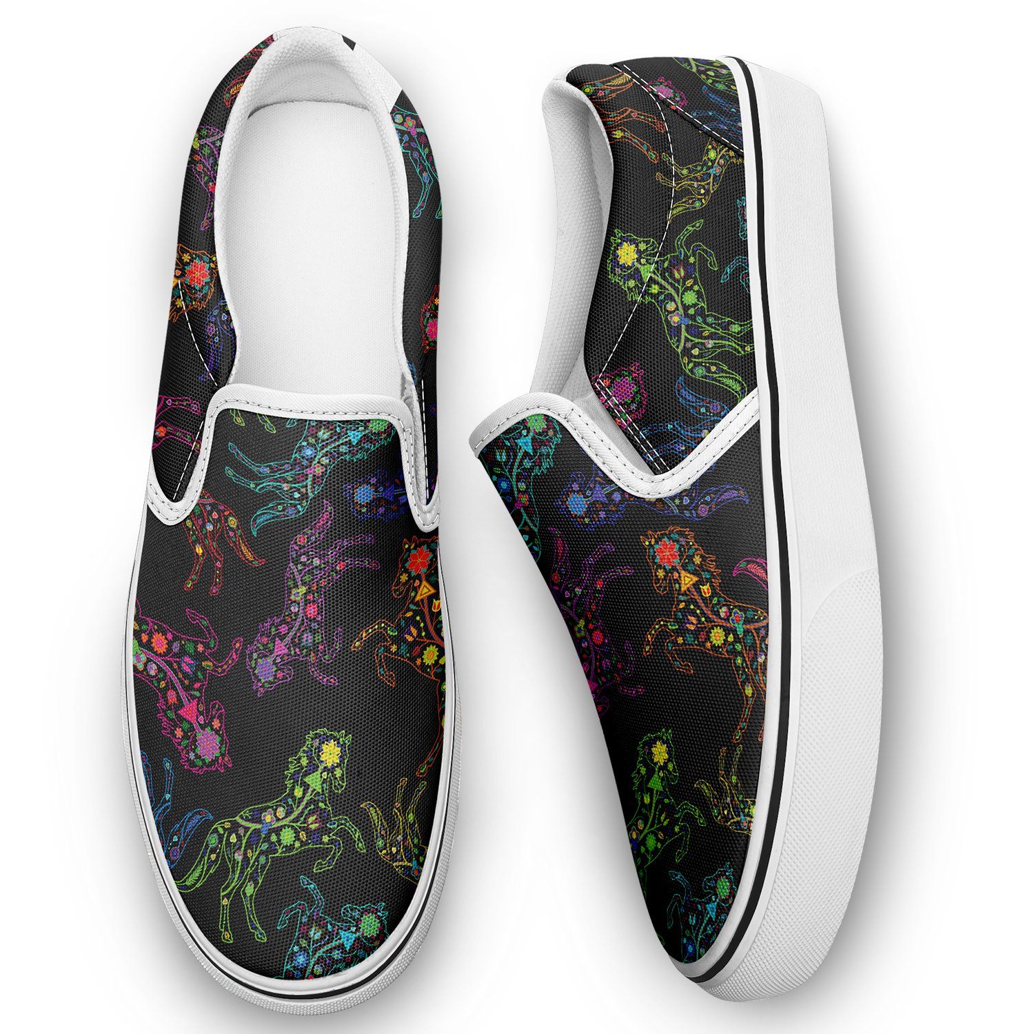 Floral Horse Otoyimm Canvas Slip On Shoes otoyimm Herman