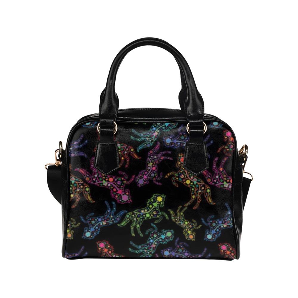 Floral Horse Shoulder Handbag (Model 1634) Shoulder Handbags (1634) e-joyer