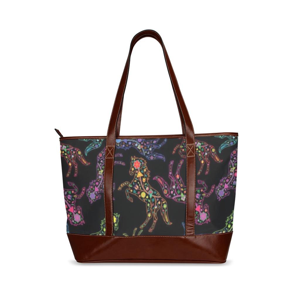 Floral Horse Tote Handbag (Model 1642) handbag e-joyer