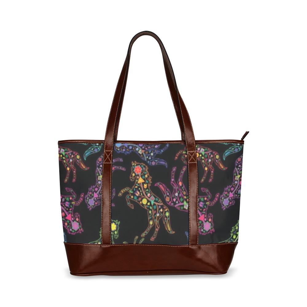 Floral Horse Tote Handbag (Model 1642) handbag e-joyer