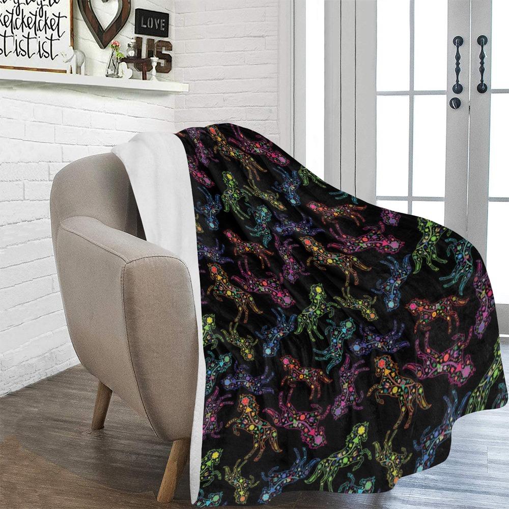 Floral Horse Ultra-Soft Micro Fleece Blanket 60"x80" Ultra-Soft Blanket 60''x80'' e-joyer