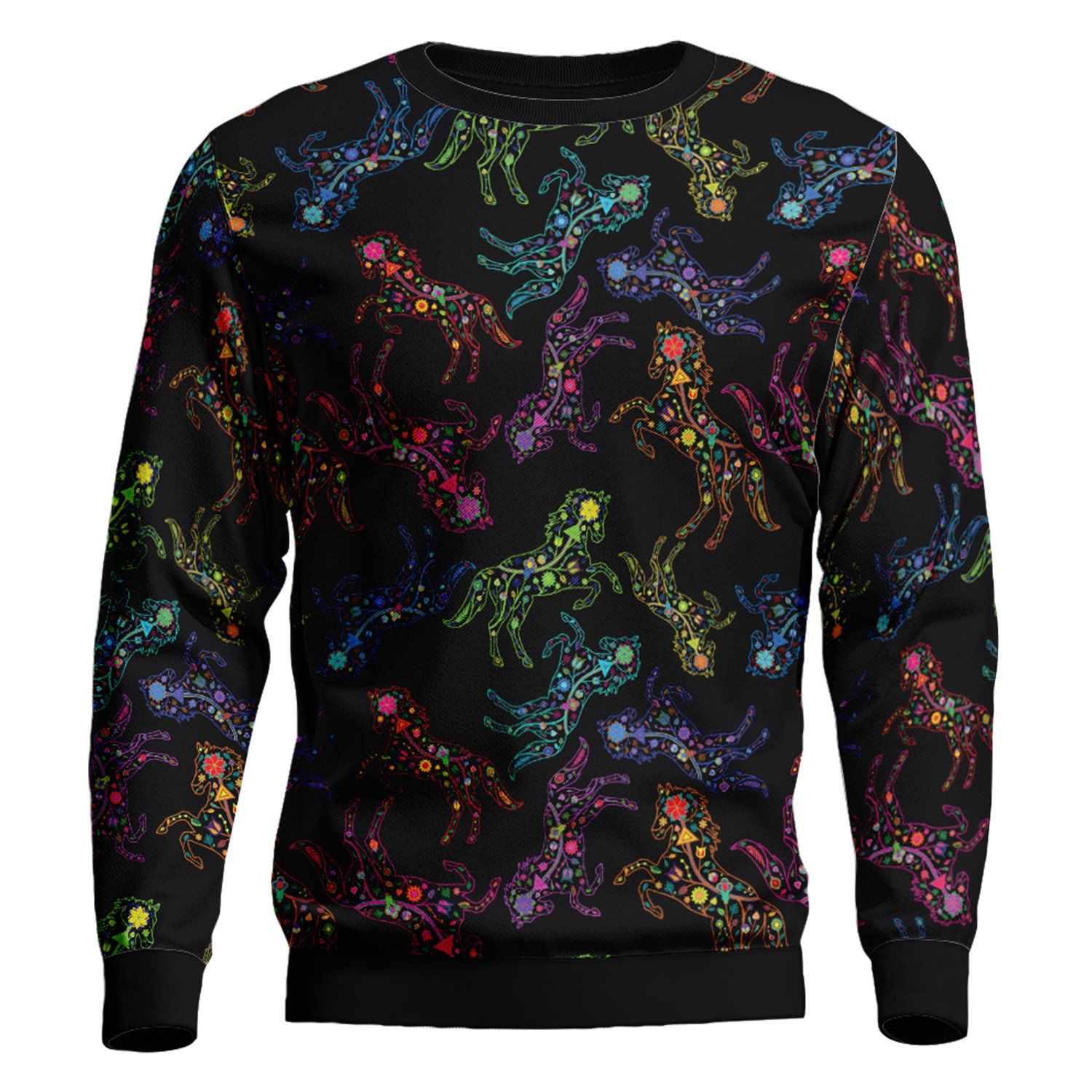 Floral Horse Unisex Crewneck Long Sleeve Top 49 Dzine