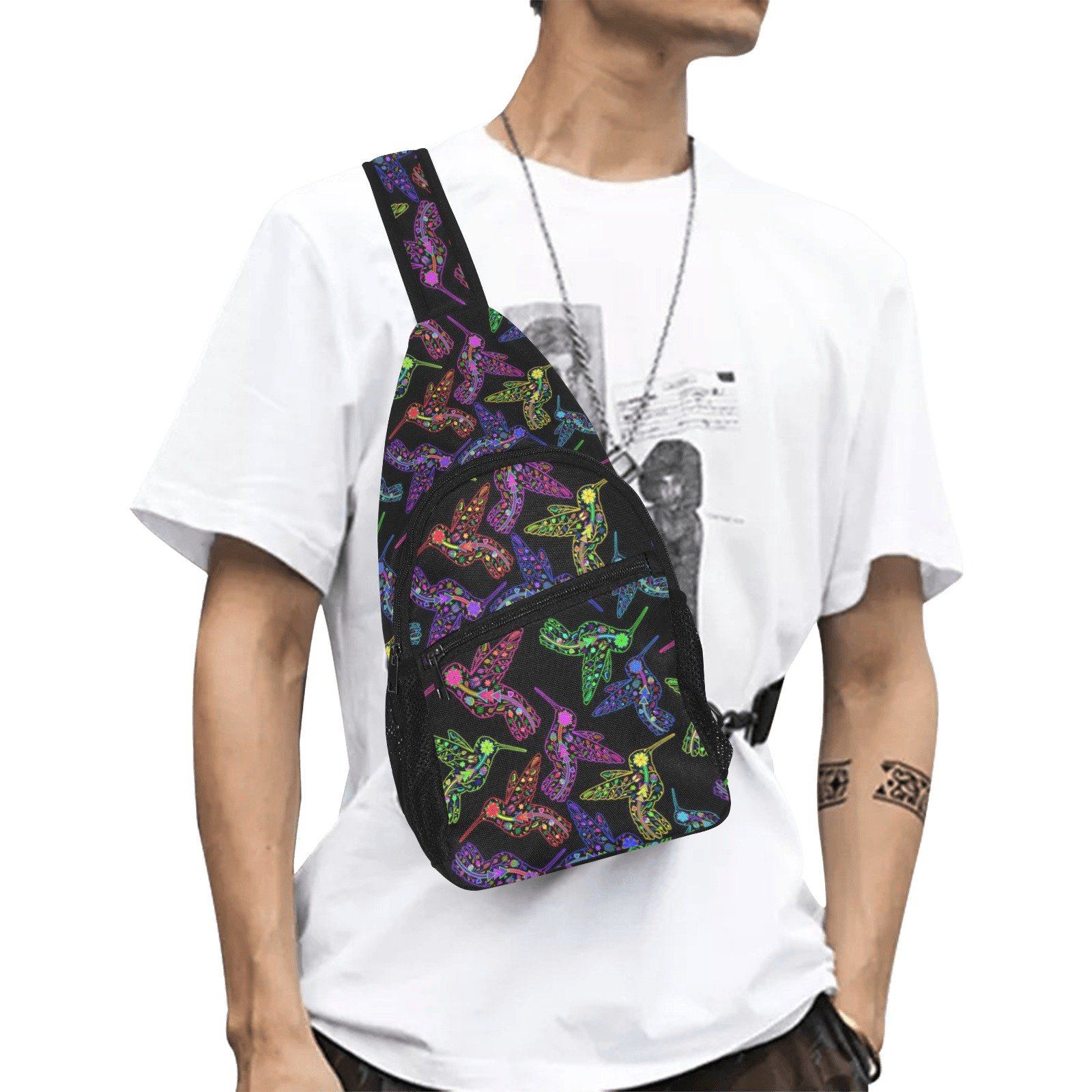 Floral Hummingbird All Over Print Chest Bag (Model 1719) All Over Print Chest Bag (1719) e-joyer 