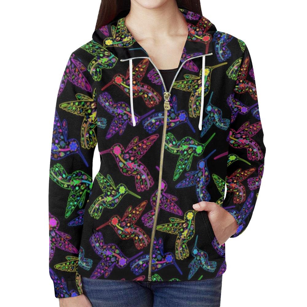 Floral Hummingbird All Over Print Full Zip Hoodie for Women (Model H14) All Over Print Full Zip Hoodie for Women (H14) e-joyer