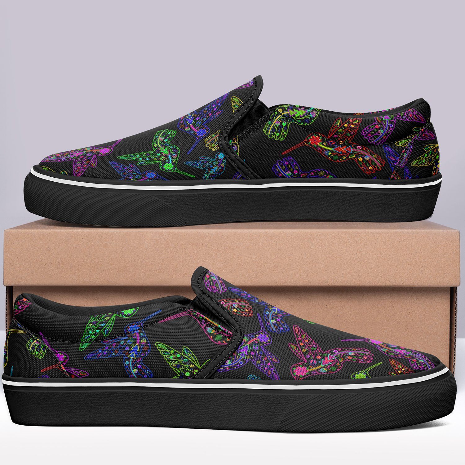 Floral Hummingbird Otoyimm Canvas Slip On Shoes otoyimm Herman