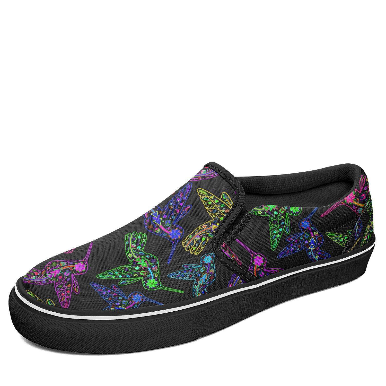 Floral Hummingbird Otoyimm Canvas Slip On Shoes otoyimm Herman US Youth 1 / EUR 32 Black Sole