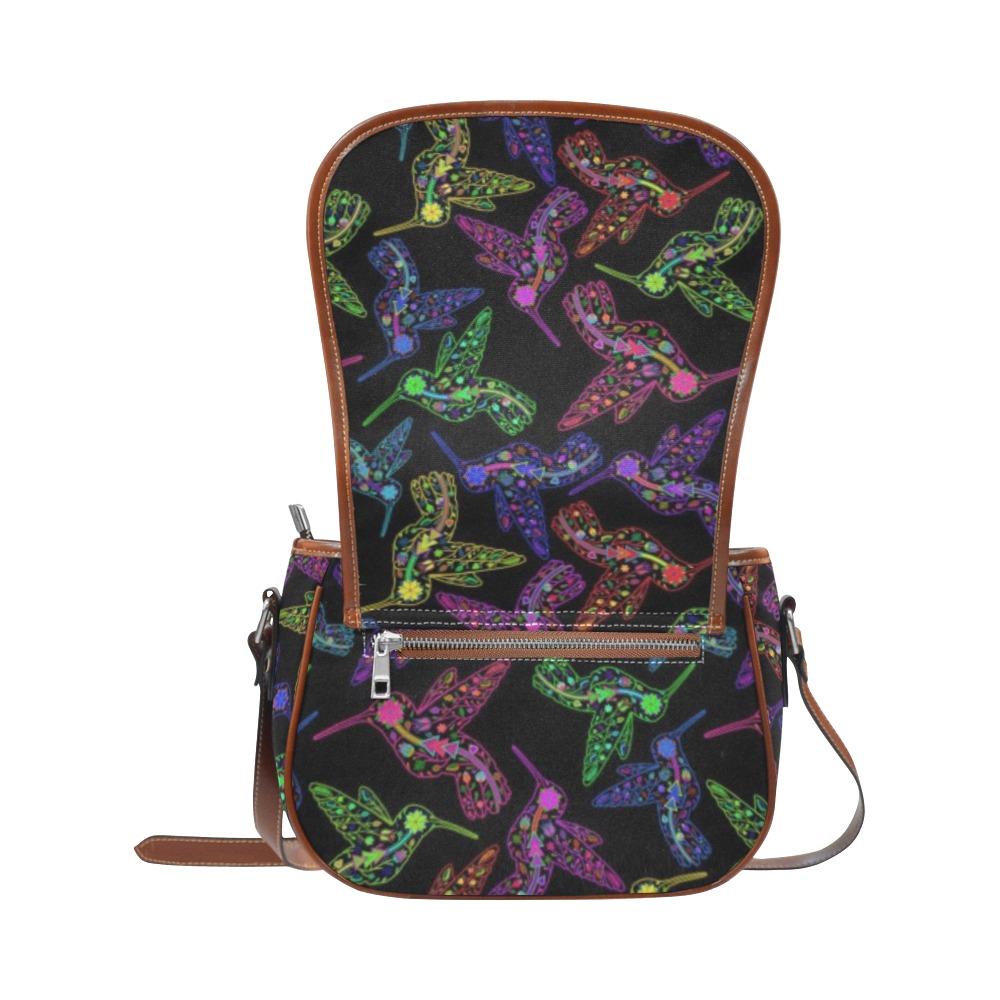 Floral Hummingbird Saddle Bag/Small (Model 1649) Full Customization bag e-joyer