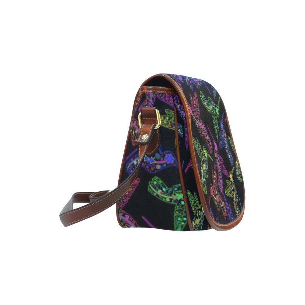Floral Hummingbird Saddle Bag/Small (Model 1649) Full Customization bag e-joyer