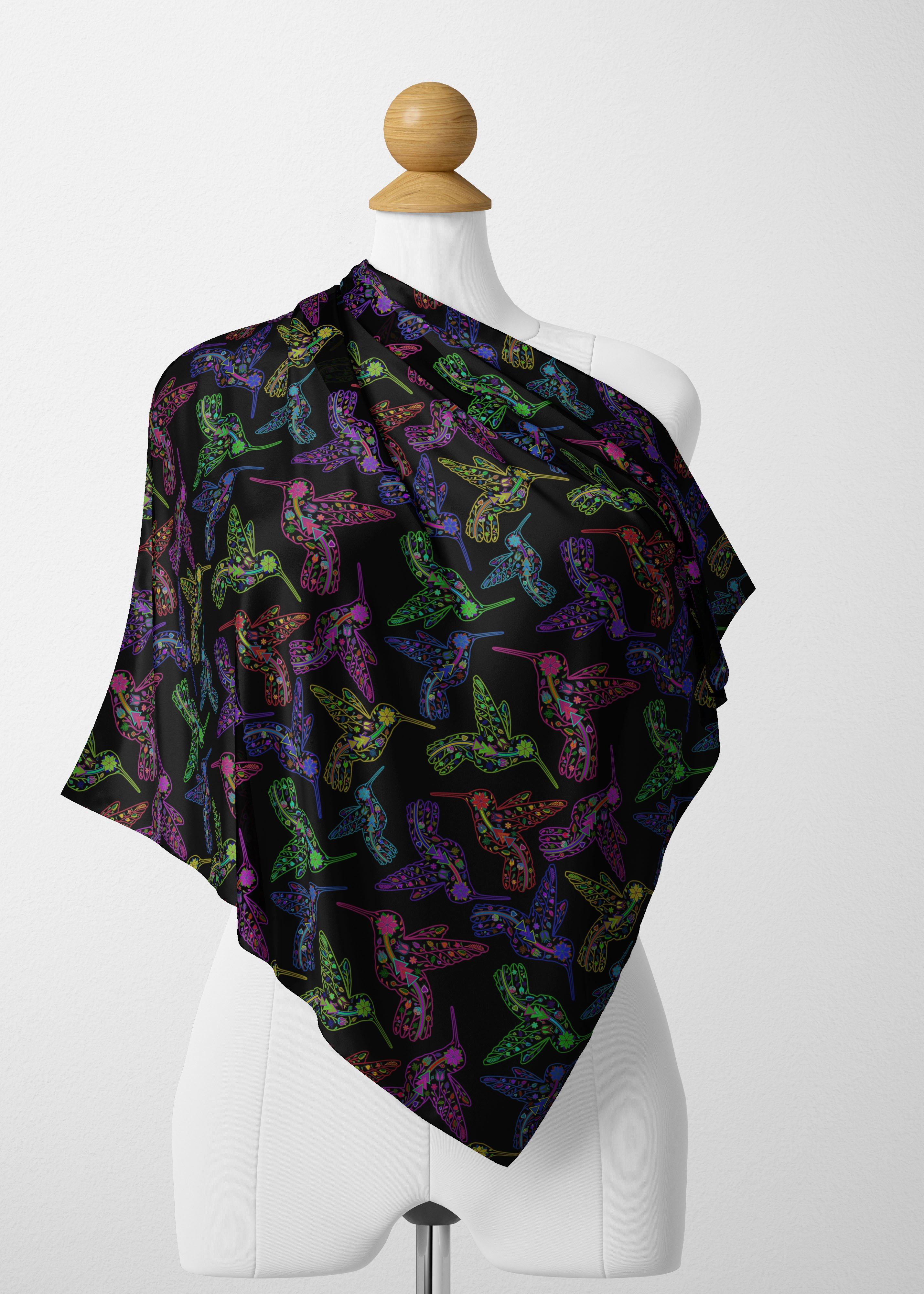 Floral Hummingbird Satin Shawl Scarf 49 Dzine
