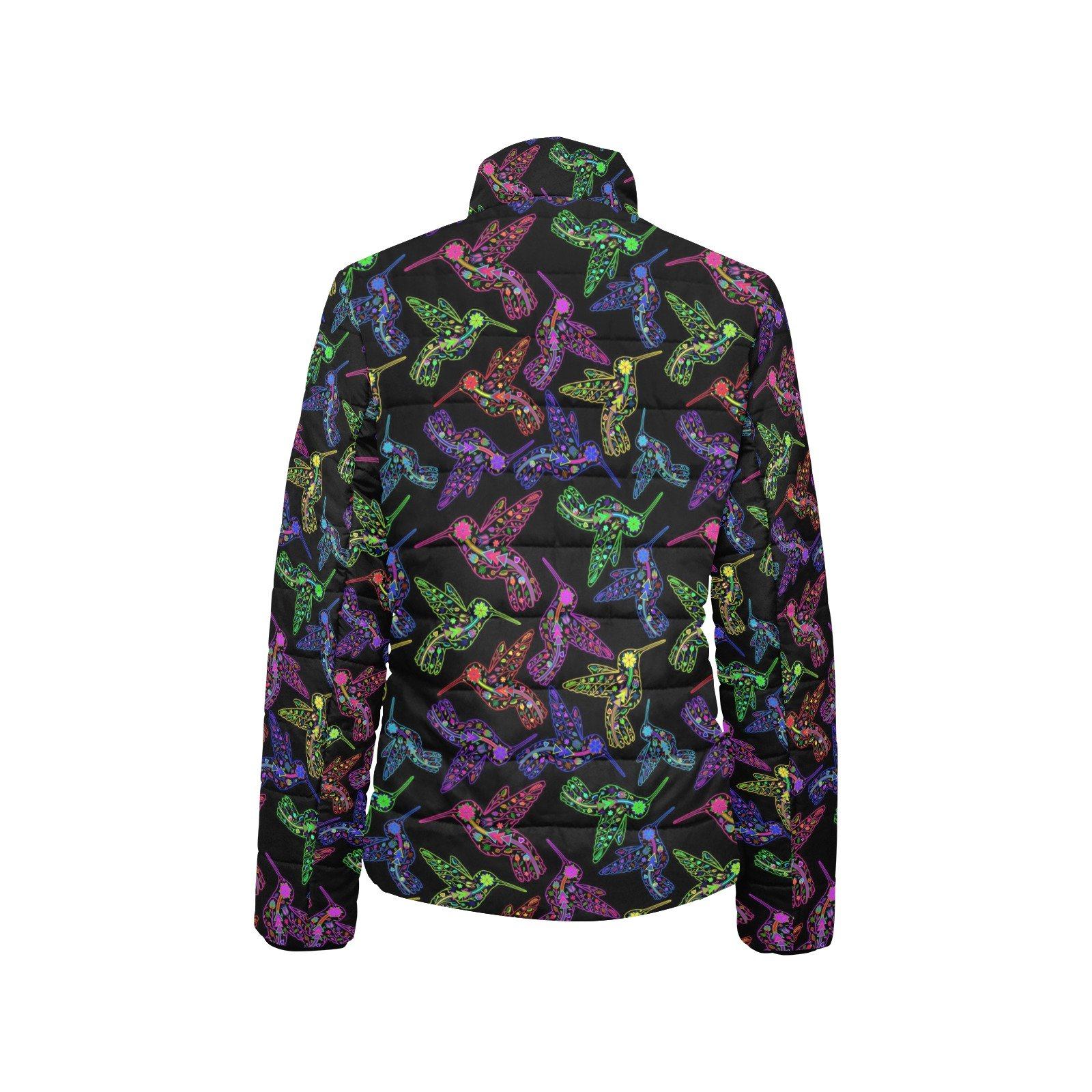 Floral Hummingbird Women's Stand Collar Padded Jacket (Model H41) jacket e-joyer