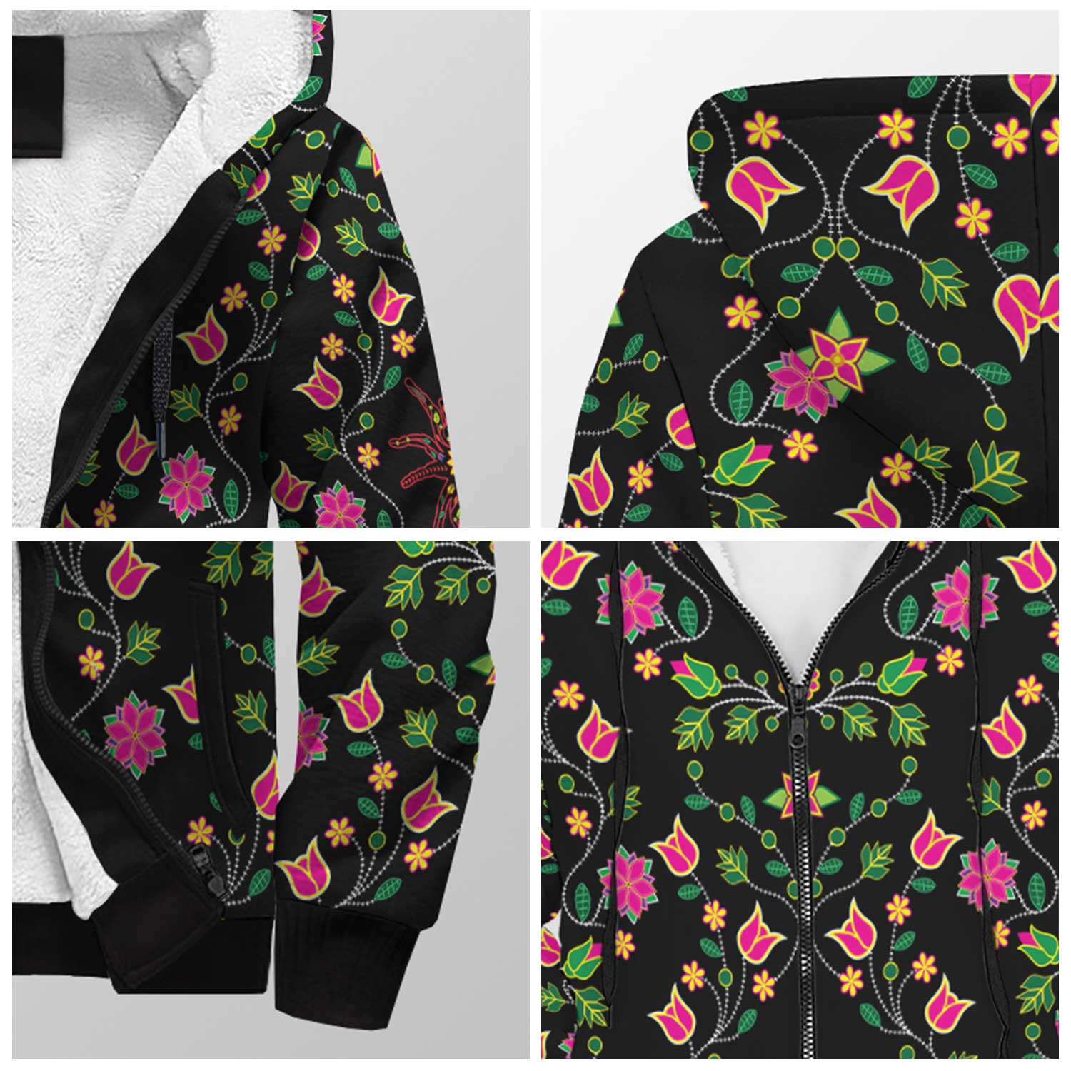 Floral Spider Sherpa Hoodie 49 Dzine