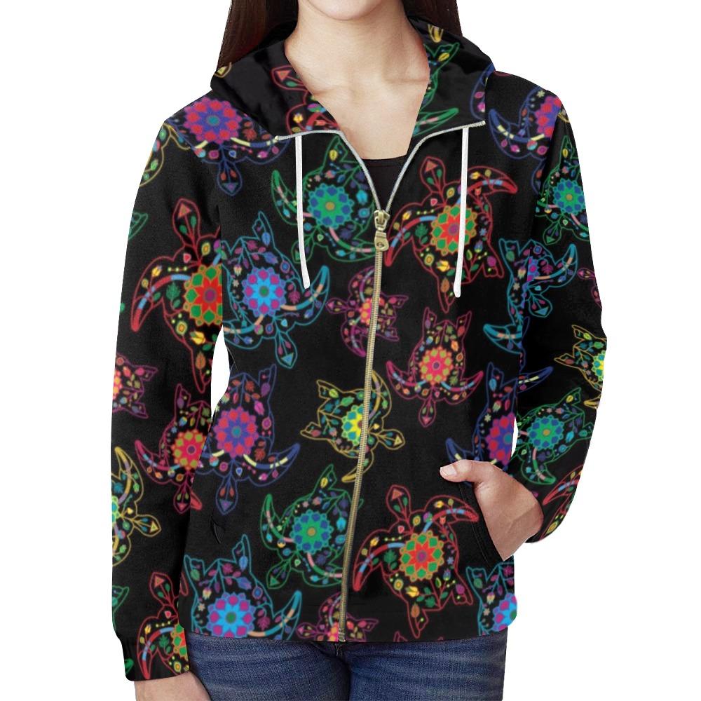Floral Turtle All Over Print Full Zip Hoodie for Women (Model H14) All Over Print Full Zip Hoodie for Women (H14) e-joyer