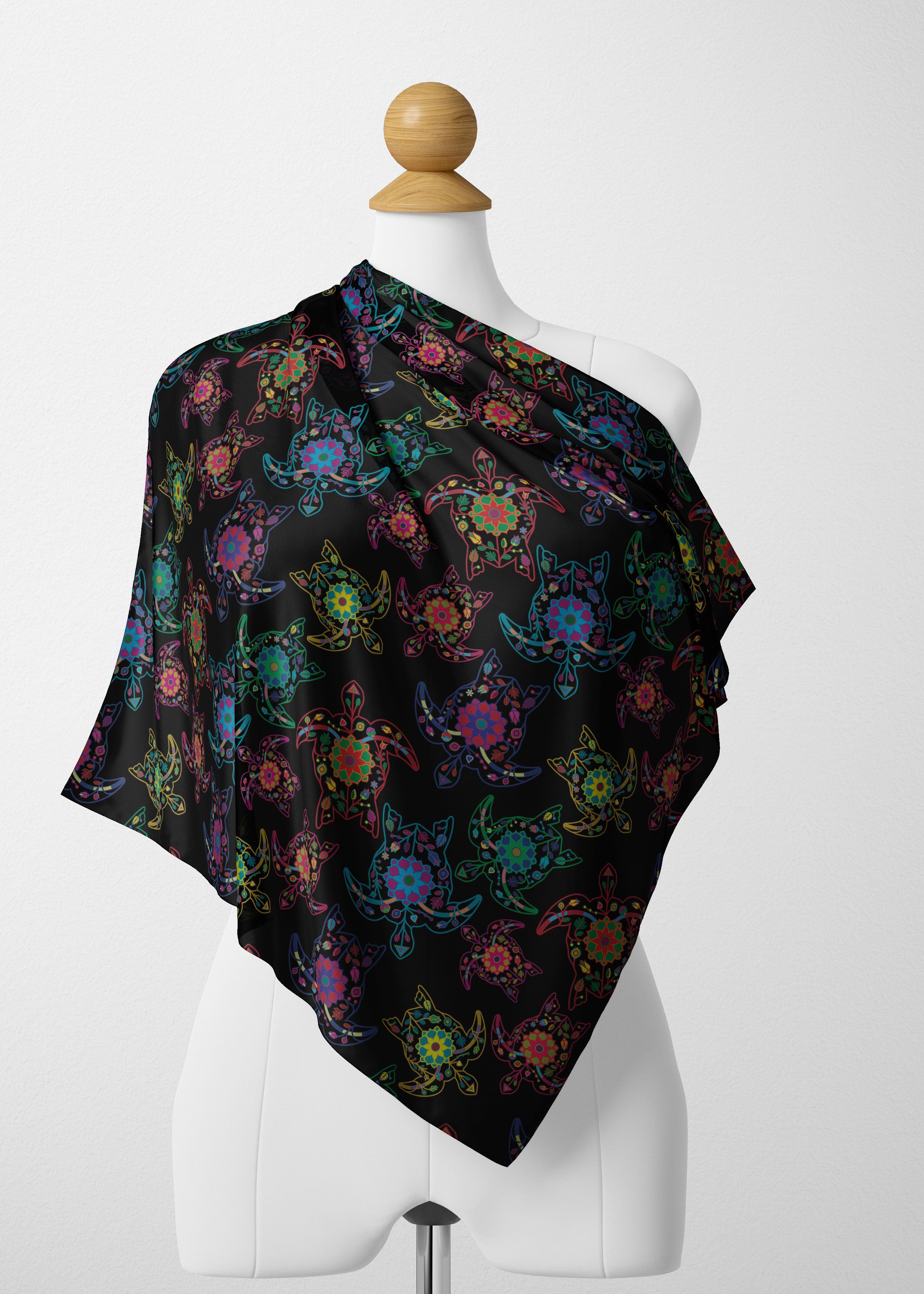 Floral Turtle Satin Shawl Scarf 49 Dzine