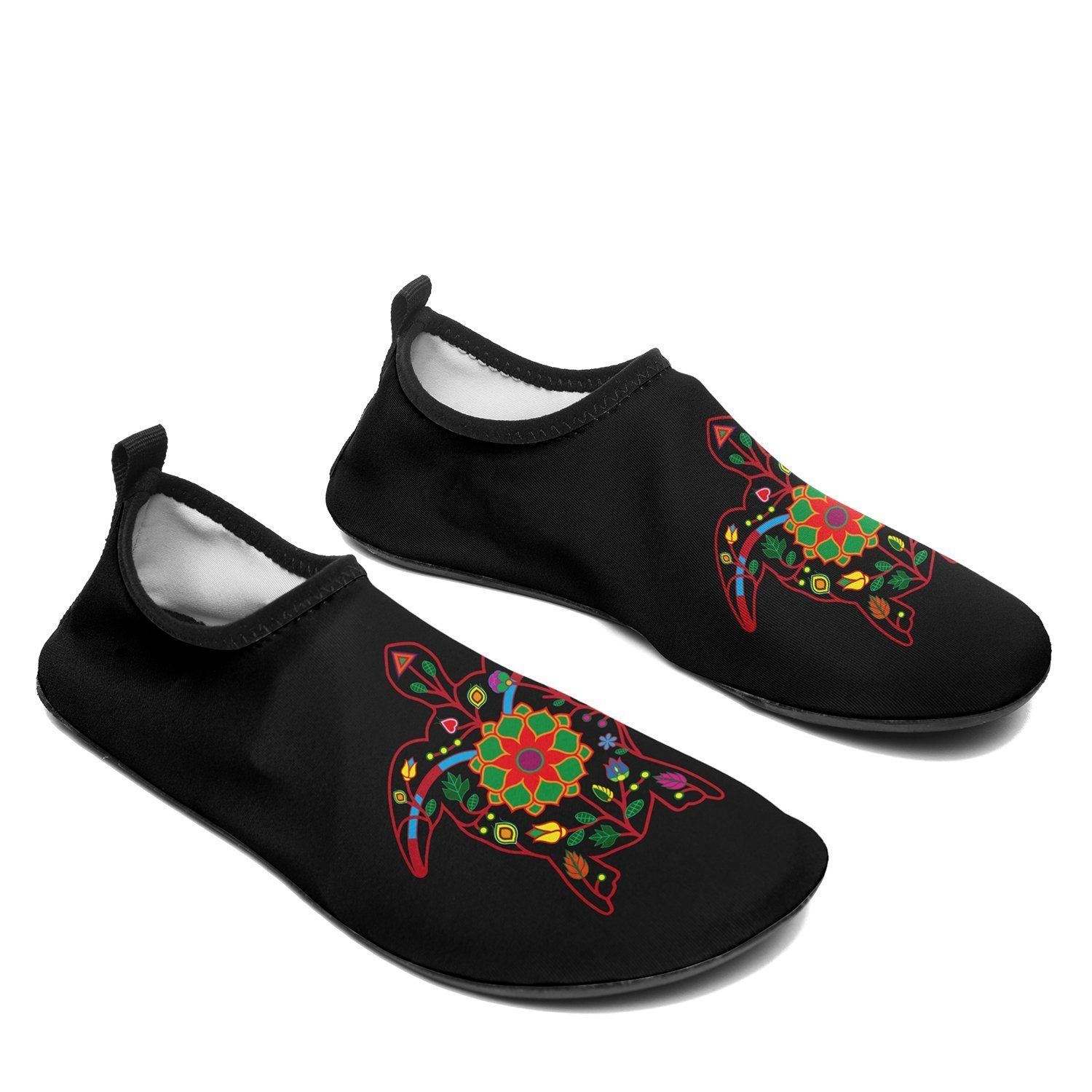 Floral Turtle Sockamoccs Kid's Slip On Shoes 49 Dzine