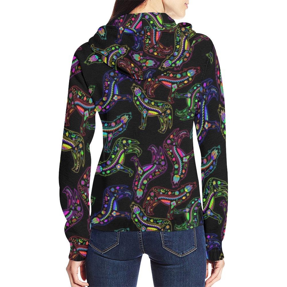 Floral Wolf All Over Print Full Zip Hoodie for Women (Model H14) All Over Print Full Zip Hoodie for Women (H14) e-joyer