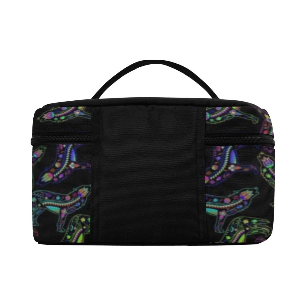 Floral Wolf Cosmetic Bag/Large (Model 1658) Cosmetic Bag e-joyer
