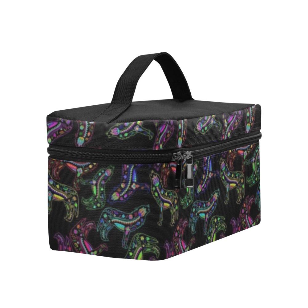 Floral Wolf Cosmetic Bag/Large (Model 1658) Cosmetic Bag e-joyer