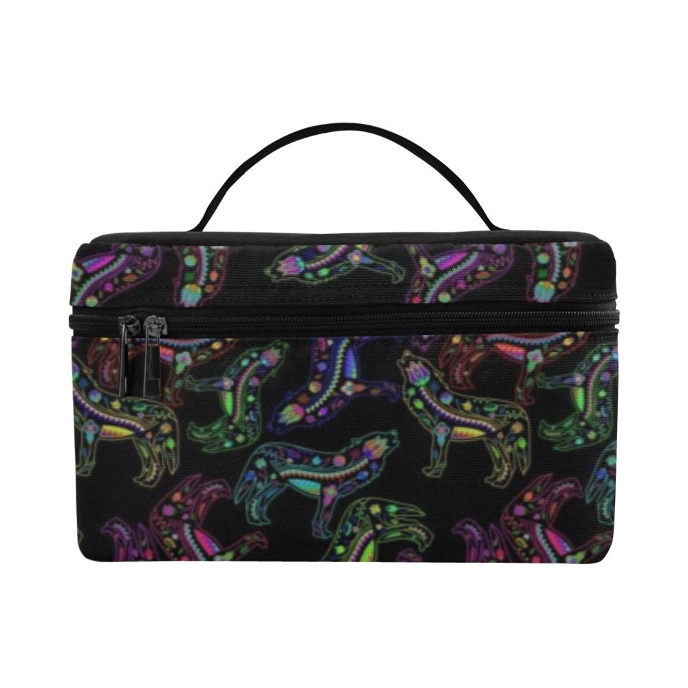 Floral Wolf Cosmetic Bag/Large (Model 1658) Cosmetic Bag e-joyer