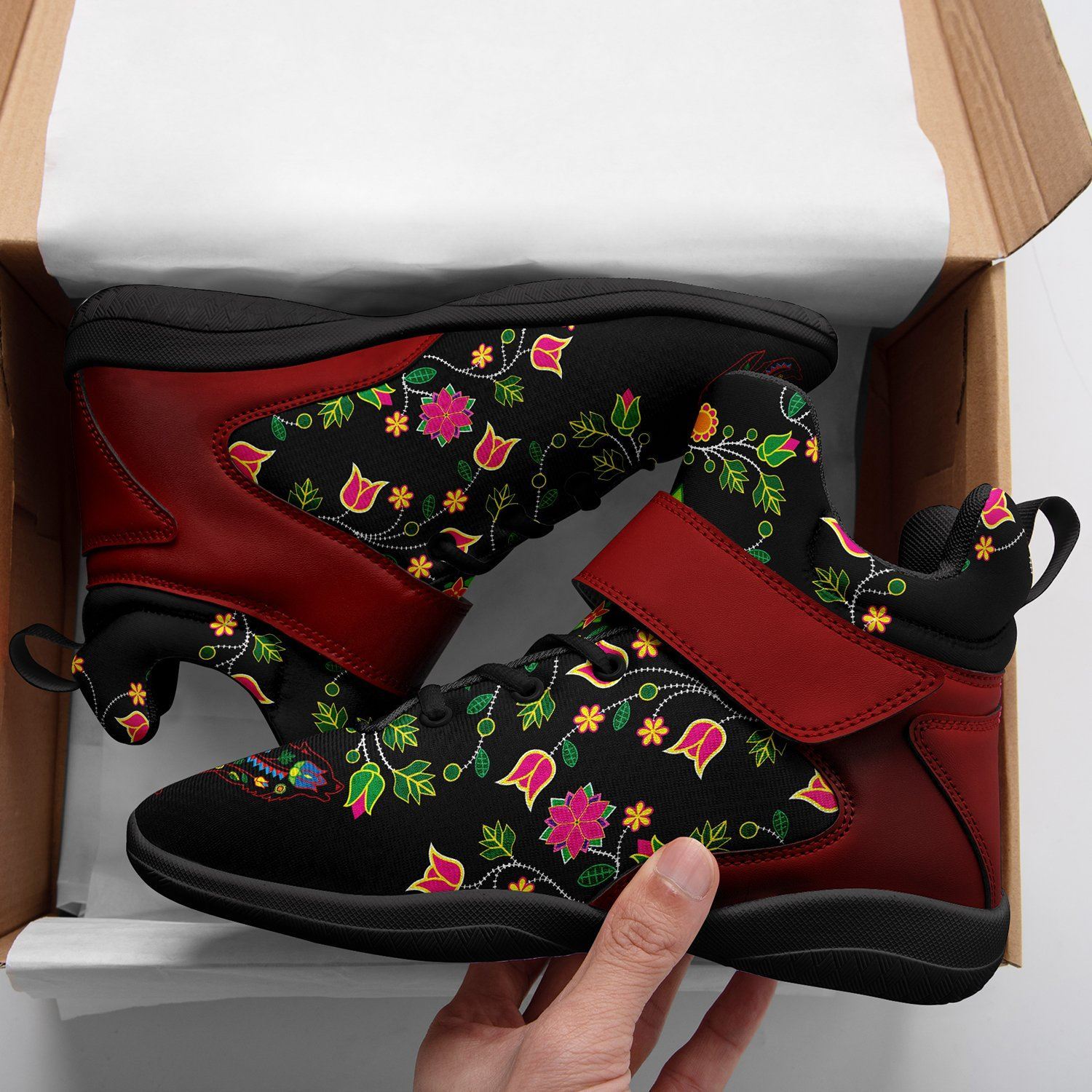 Floral Wolf Ipottaa Basketball / Sport High Top Shoes - Black Sole 49 Dzine