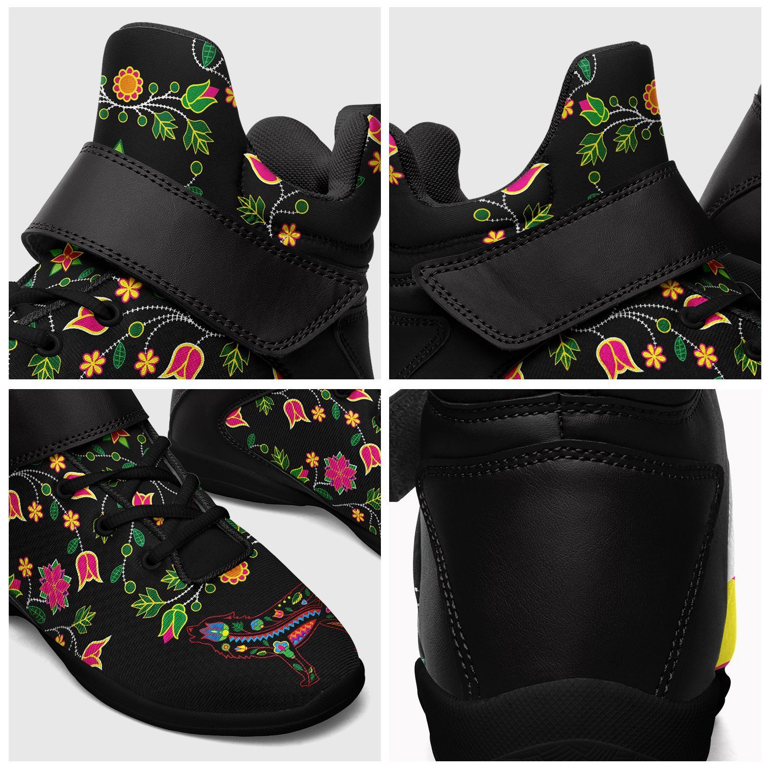 Floral Wolf Ipottaa Basketball / Sport High Top Shoes - Black Sole 49 Dzine