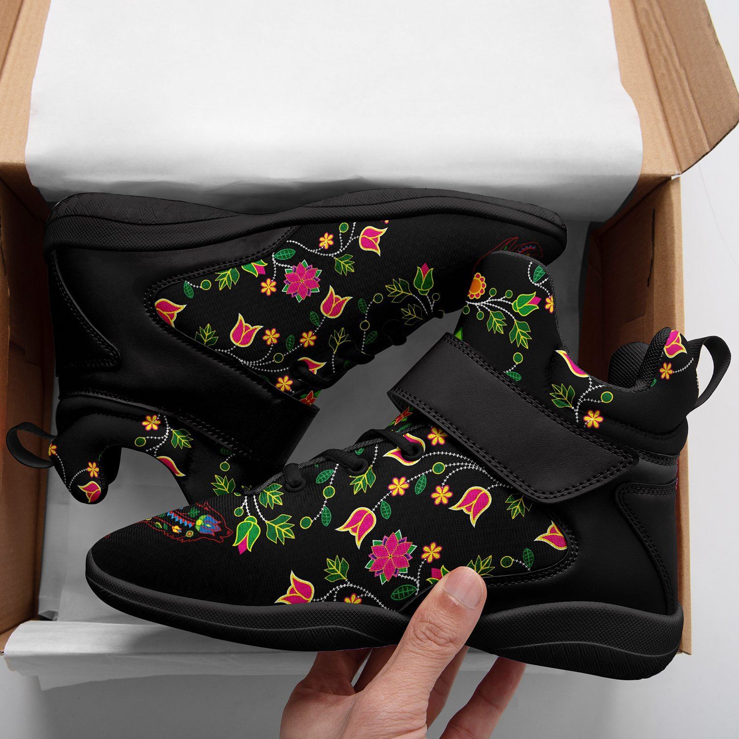 Floral Wolf Ipottaa Basketball / Sport High Top Shoes - Black Sole 49 Dzine
