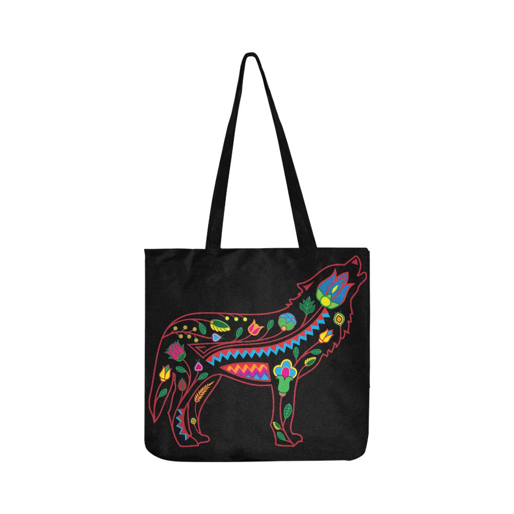 Floral Wolf Reusable Shopping Bag Model 1660 (Two sides) Shopping Tote Bag (1660) e-joyer