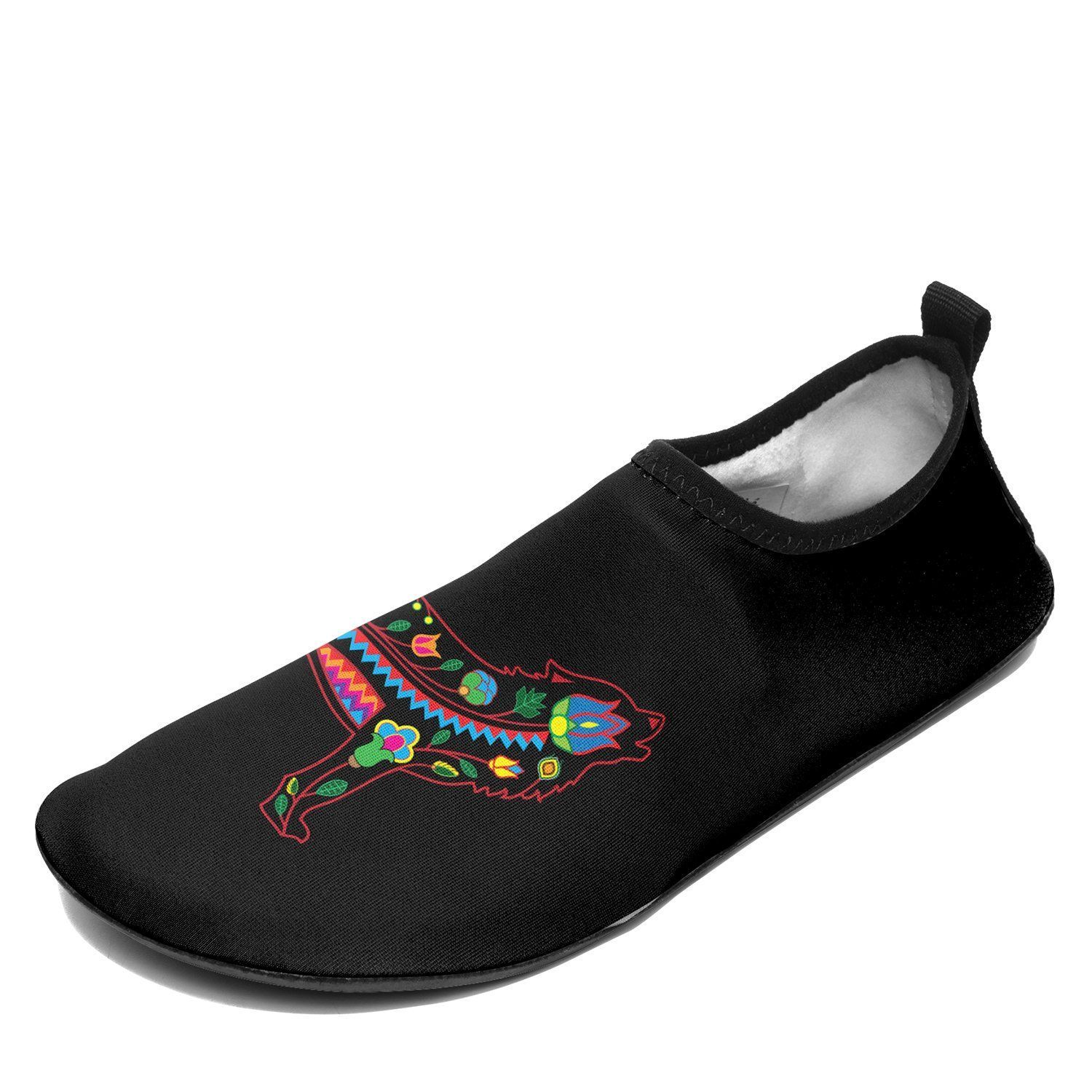 Floral Wolf Sockamoccs Kid's Slip On Shoes 49 Dzine