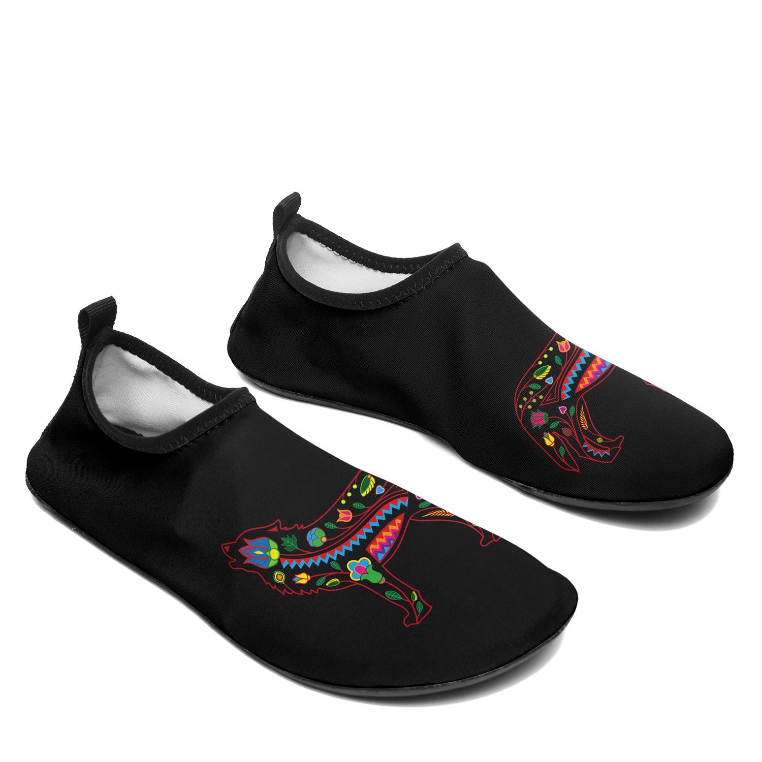 Floral Wolf Sockamoccs Slip On Shoes 49 Dzine