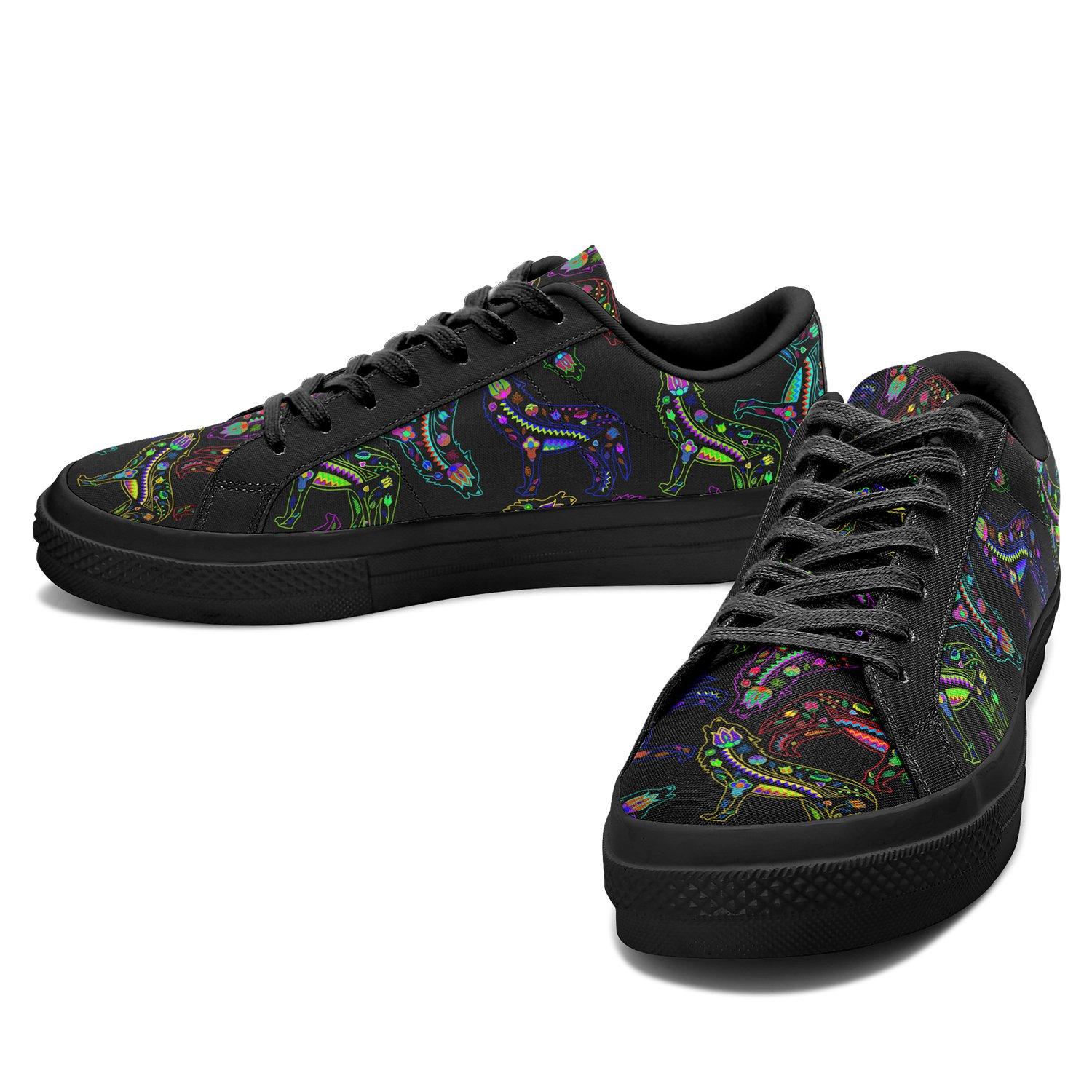 Floral Wolves Aapisi Low Top Canvas Shoes Black Sole aapisi Herman
