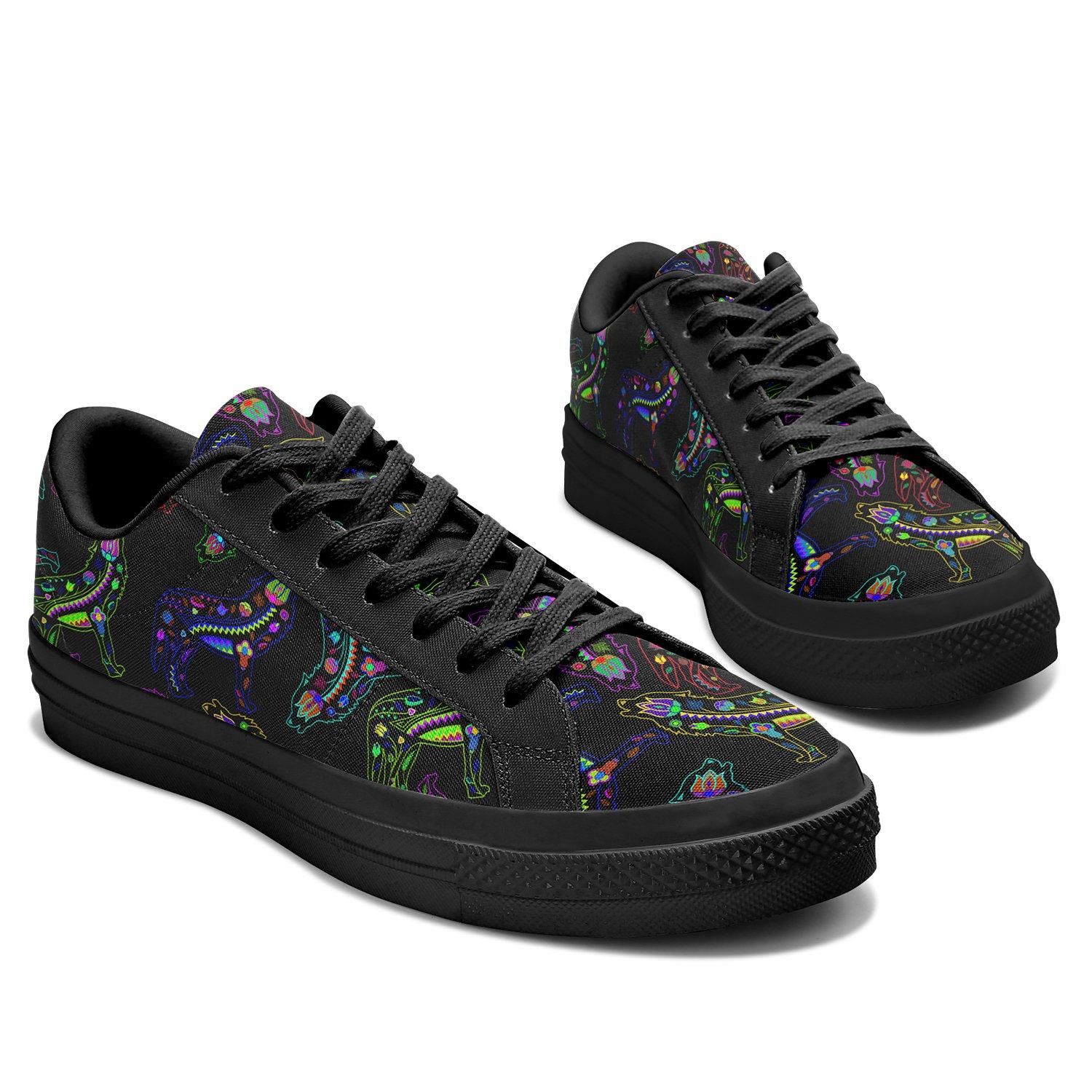 Floral Wolves Aapisi Low Top Canvas Shoes Black Sole aapisi Herman