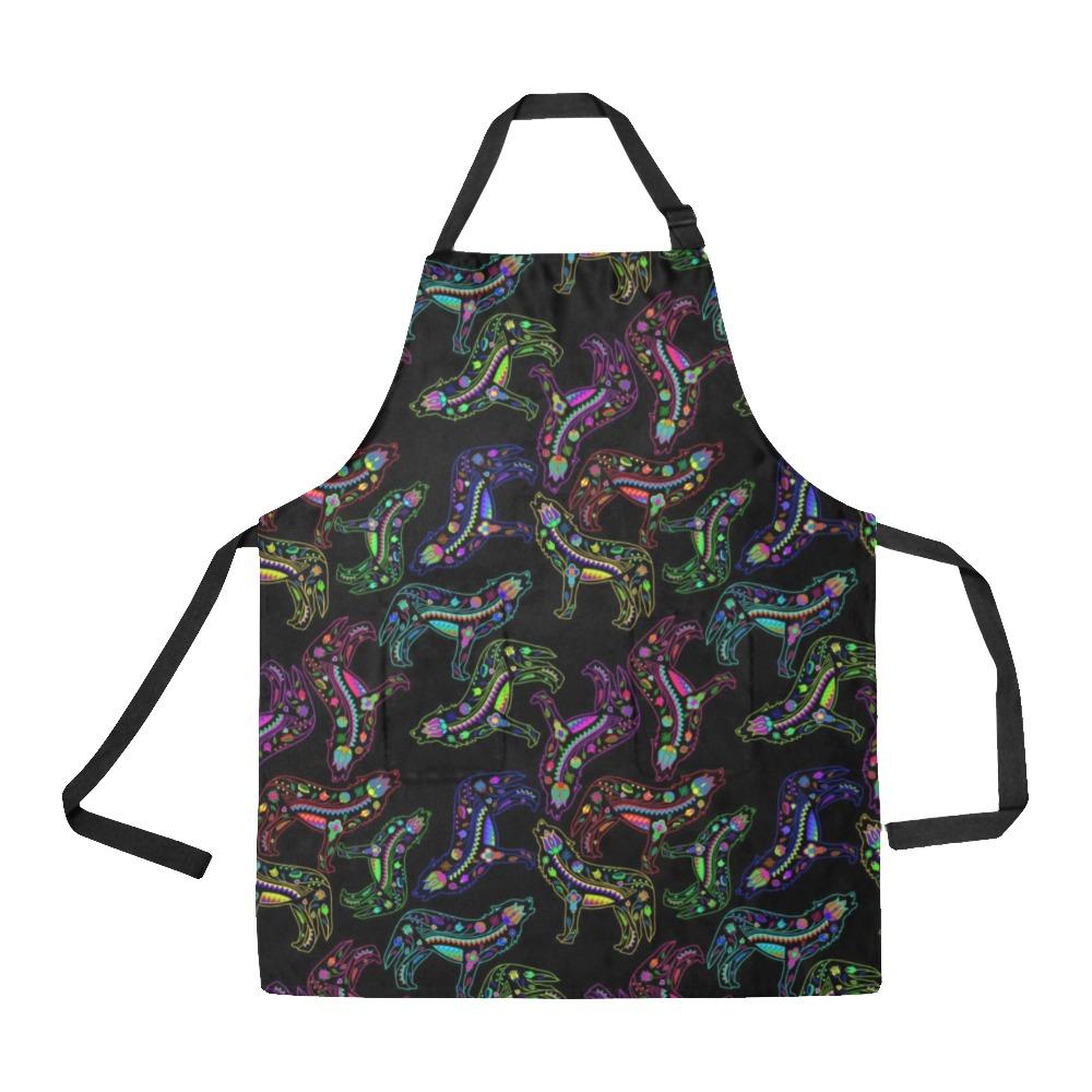 Floral Wolves All Over Print Apron All Over Print Apron e-joyer
