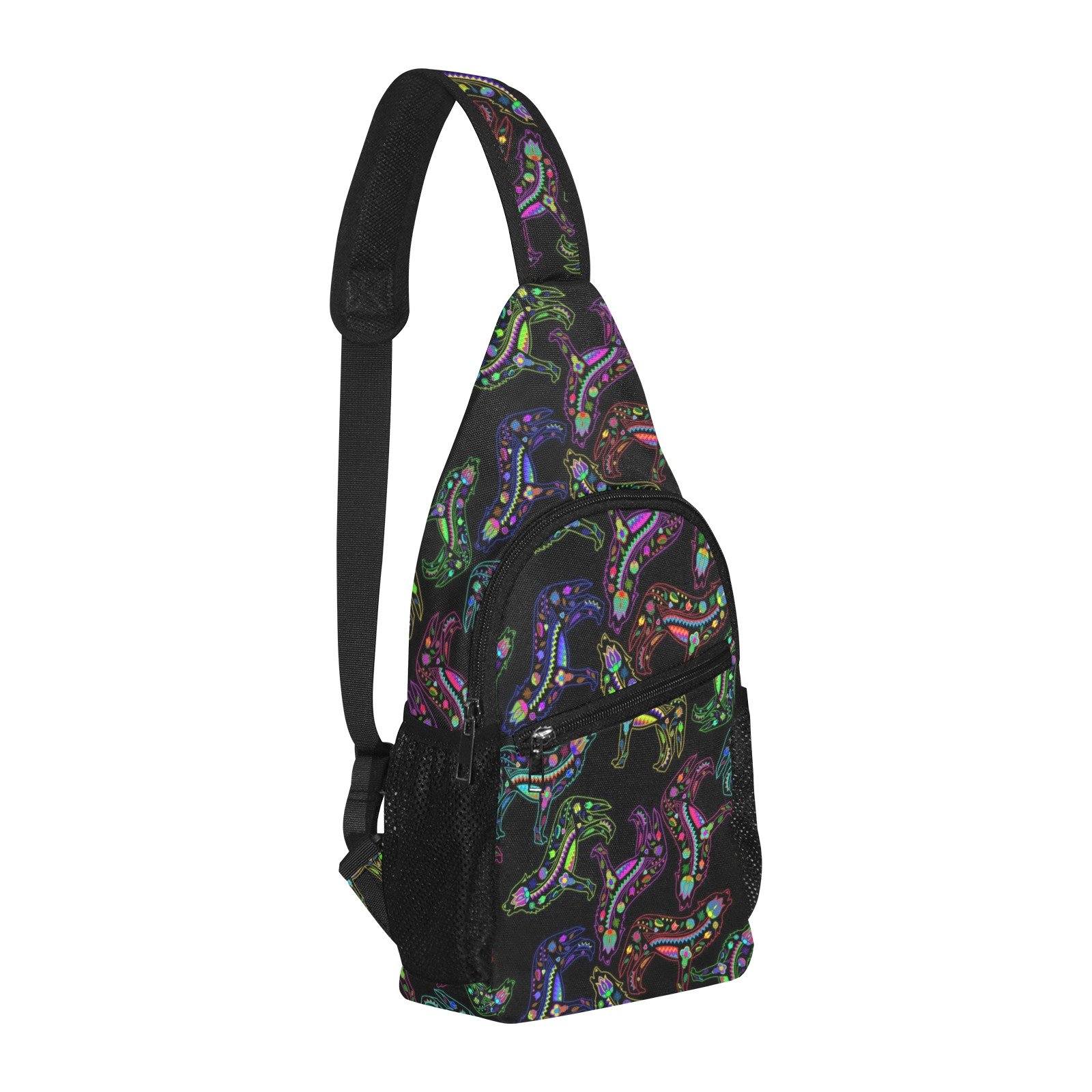 Floral Wolves All Over Print Chest Bag (Model 1719) All Over Print Chest Bag (1719) e-joyer