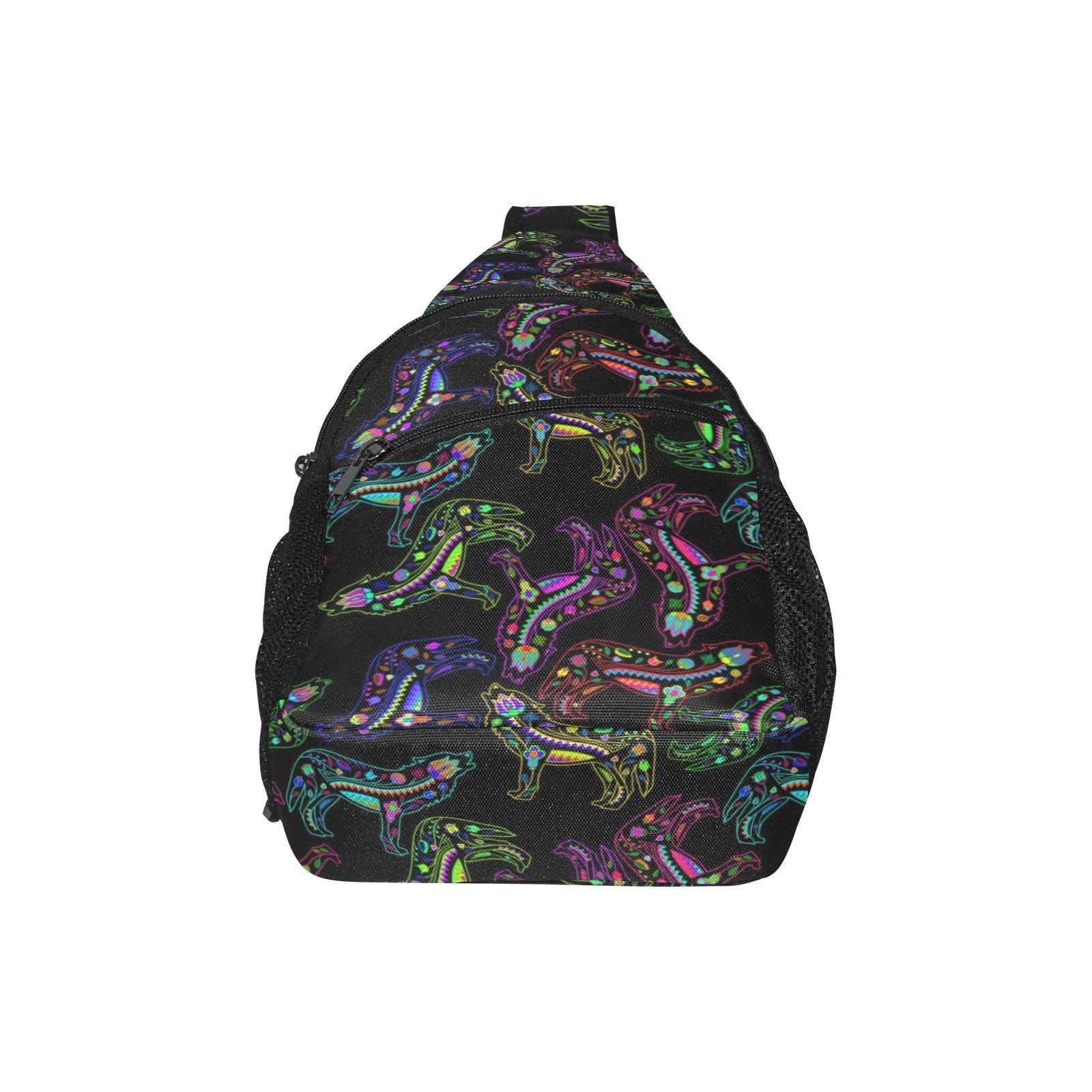 Floral Wolves All Over Print Chest Bag (Model 1719) All Over Print Chest Bag (1719) e-joyer