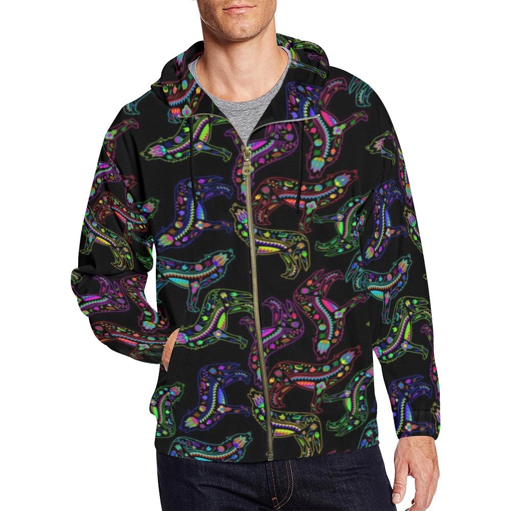 Floral Wolves All Over Print Full Zip Hoodie for Men (Model H14) All Over Print Full Zip Hoodie for Men (H14) e-joyer
