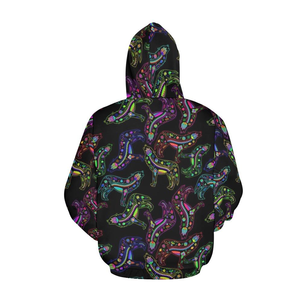 Floral Wolves All Over Print Hoodie for Women (USA Size) (Model H13) All Over Print Hoodie for Women (H13) e-joyer