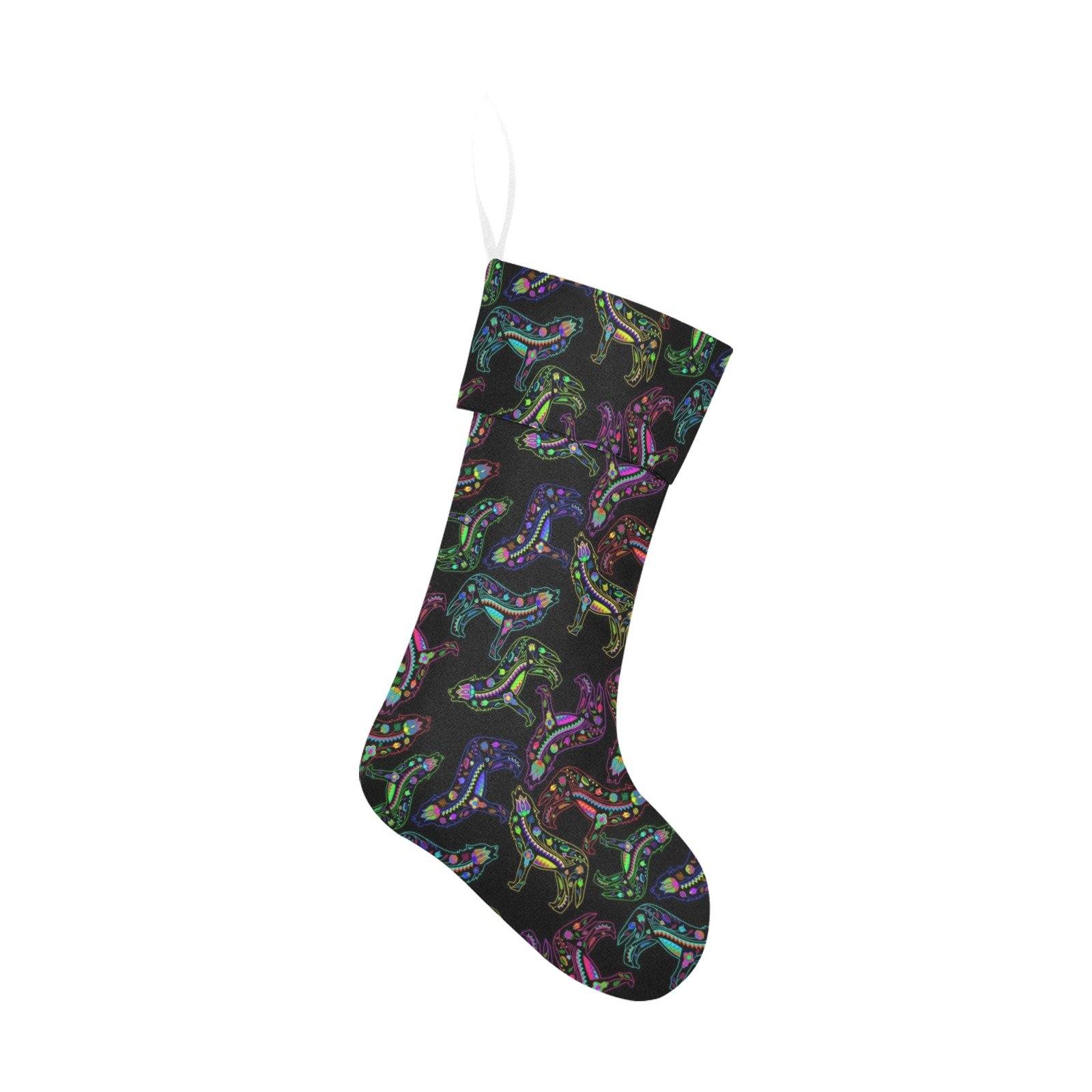 Floral Wolves Christmas Stocking holiday stocking e-joyer
