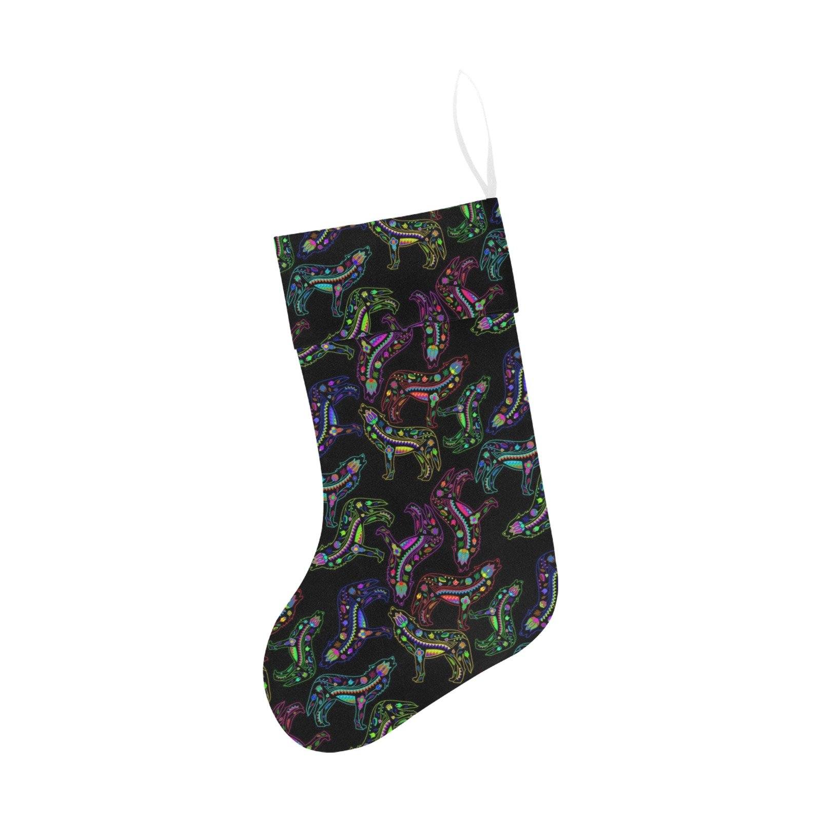 Floral Wolves Christmas Stocking holiday stocking e-joyer