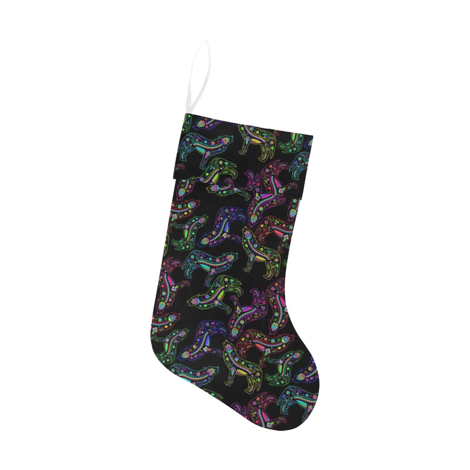 Floral Wolves Christmas Stocking holiday stocking e-joyer