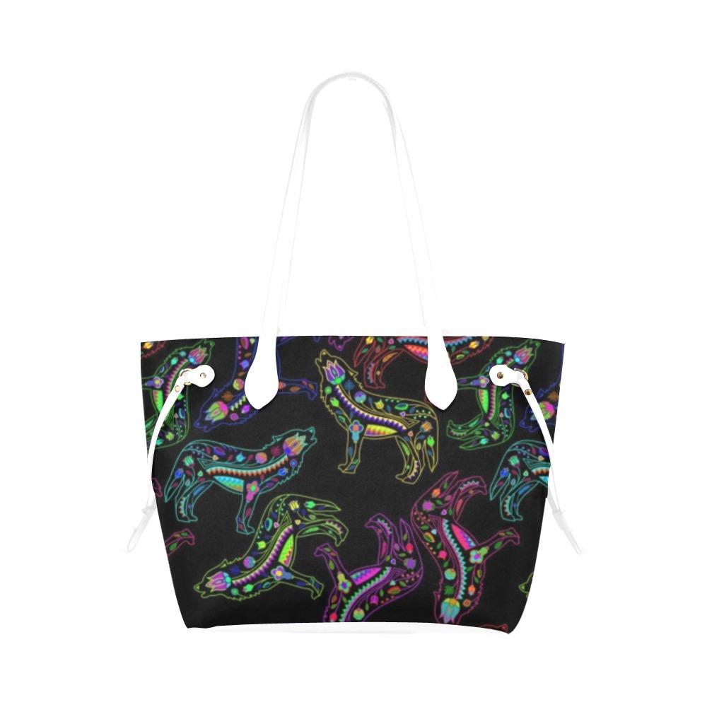 Floral Wolves Clover Canvas Tote Bag (Model 1661) Clover Canvas Tote Bag (1661) e-joyer