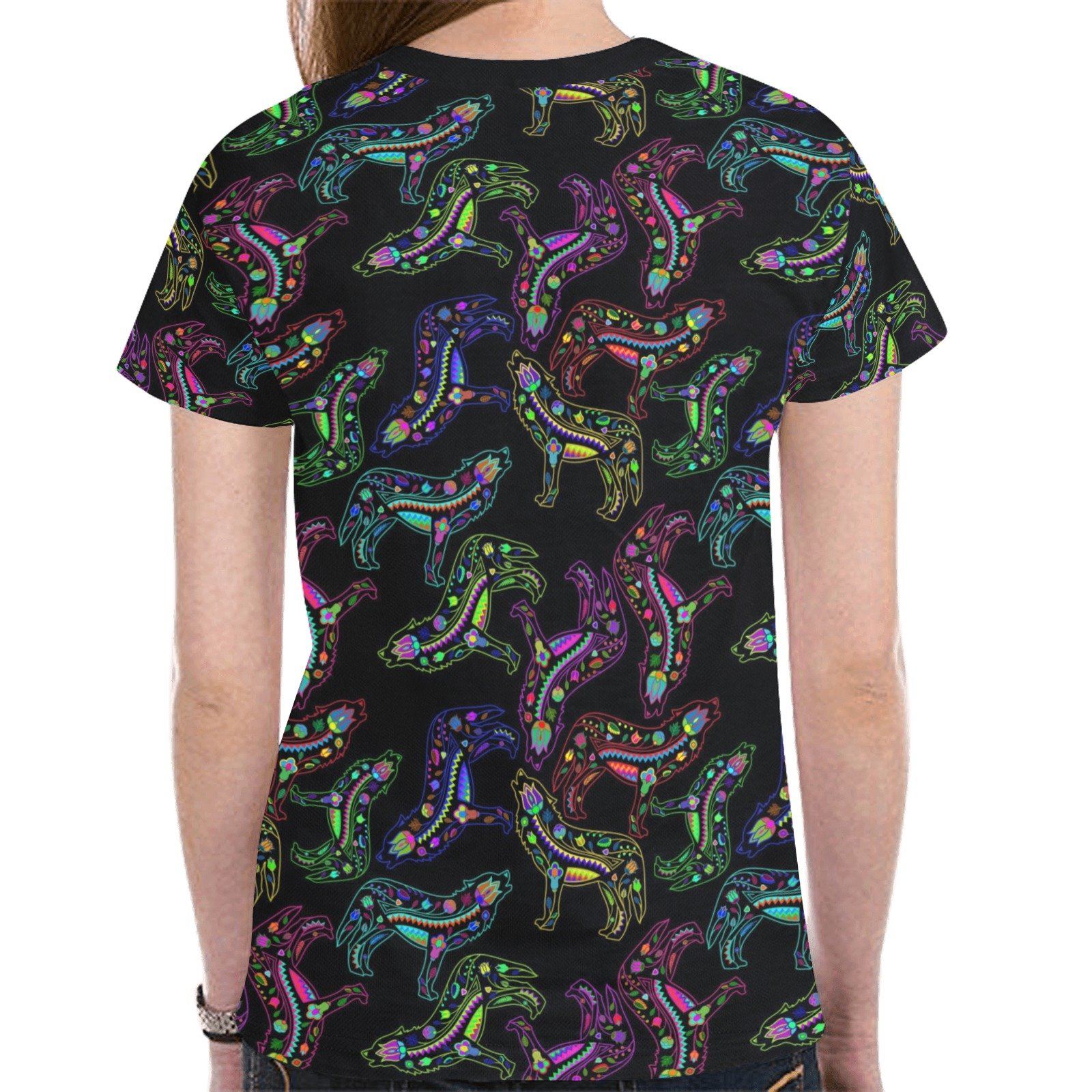 Floral Wolves New All Over Print T-shirt for Women (Model T45) tshirt e-joyer