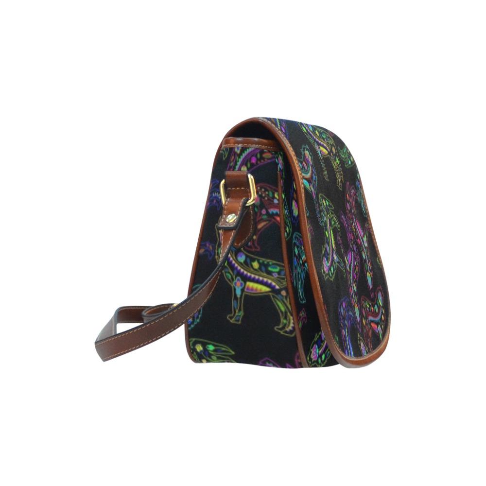 Floral Wolves Saddle Bag/Small (Model 1649) Full Customization bag e-joyer
