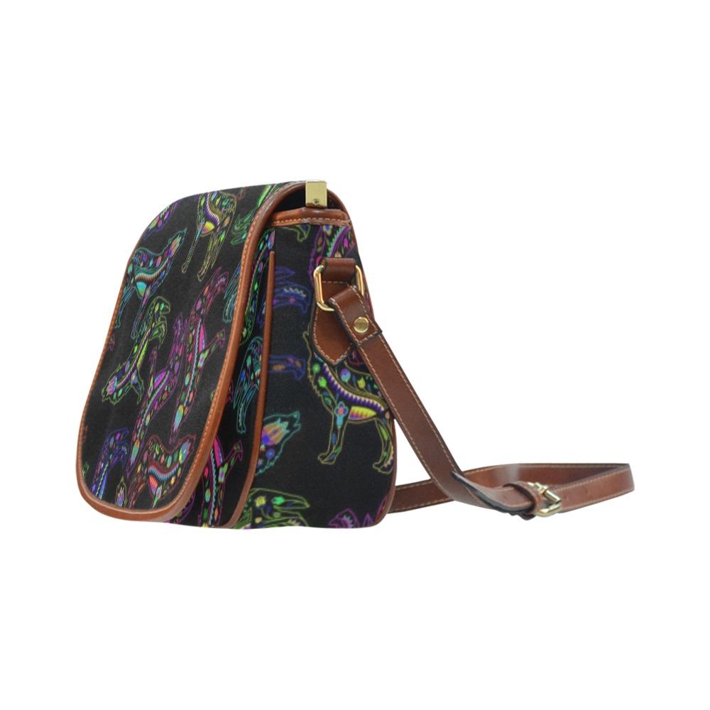 Floral Wolves Saddle Bag/Small (Model 1649) Full Customization bag e-joyer
