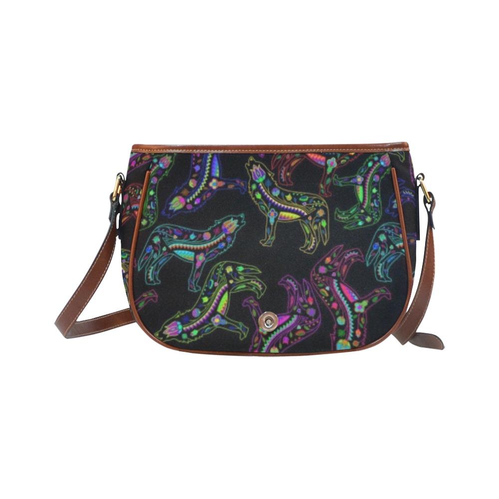 Floral Wolves Saddle Bag/Small (Model 1649) Full Customization bag e-joyer