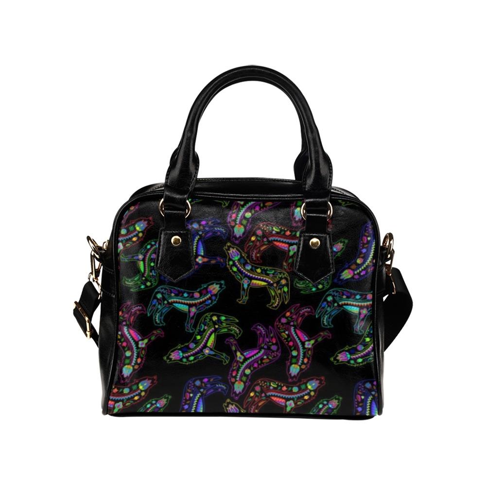 Floral Wolves Shoulder Handbag (Model 1634) Shoulder Handbags (1634) e-joyer