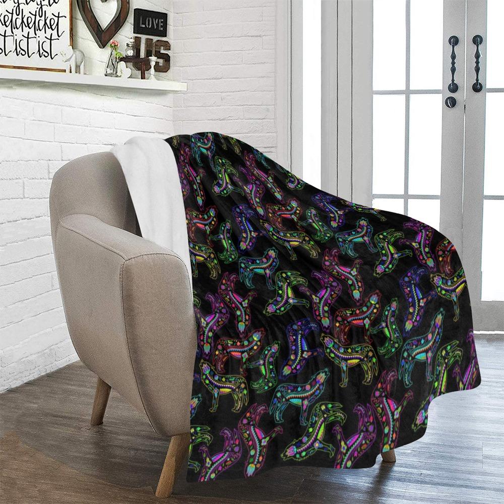 Floral Wolves Ultra-Soft Micro Fleece Blanket 50"x60" Ultra-Soft Blanket 50''x60'' e-joyer