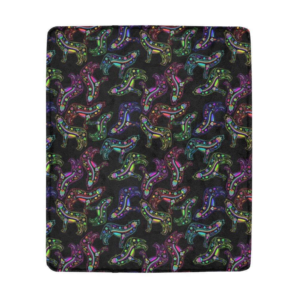 Floral Wolves Ultra-Soft Micro Fleece Blanket 50"x60" Ultra-Soft Blanket 50''x60'' e-joyer
