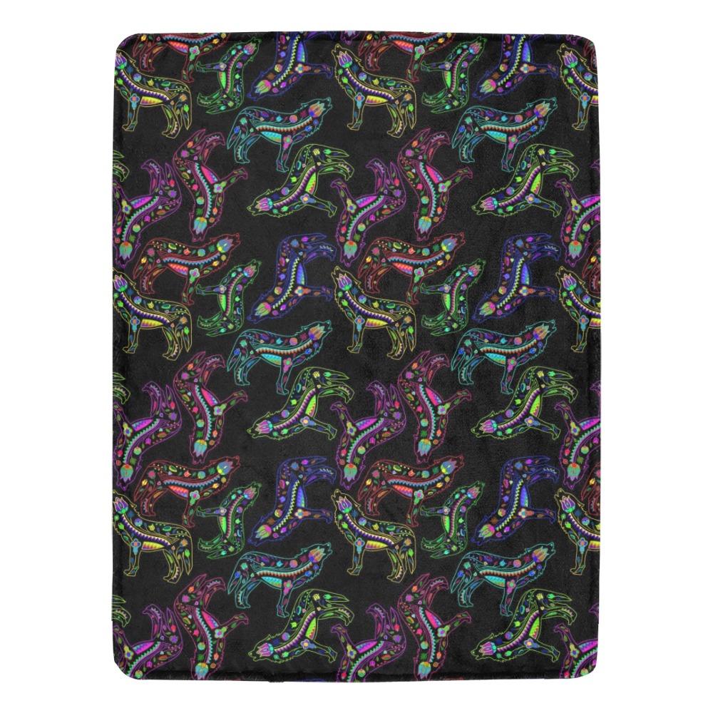 Floral Wolves Ultra-Soft Micro Fleece Blanket 60"x80" Ultra-Soft Blanket 60''x80'' e-joyer